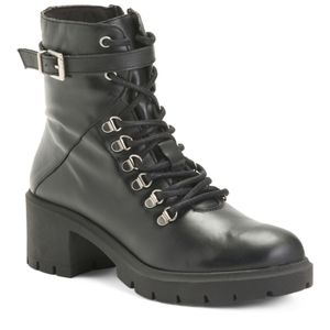 BERTUCHI Made In Spain Laced Up Leather Booties With Buckle